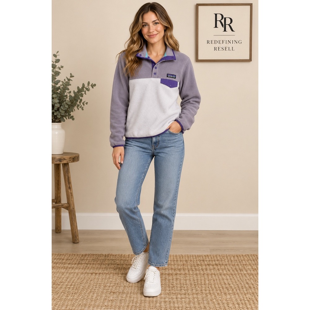 Patagonia Women Synchilla Snap-T Fleece Pullover Purple Grey Small 25455